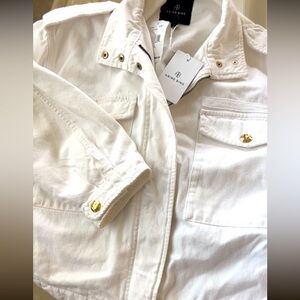 Anine Bing Cream Denim Jacket with Gold Details